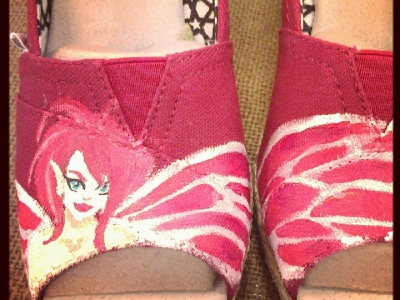 Red Fairy Over Pair of Wedges